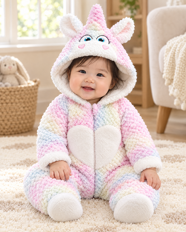 Baby wearing the Pink Unicorn romper